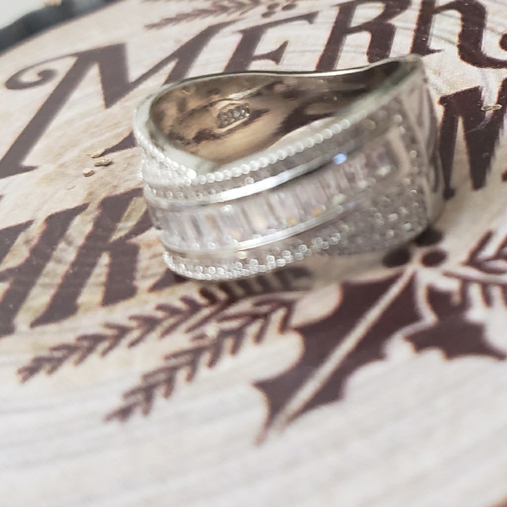 Diamond ring ,wedding  band set in 925